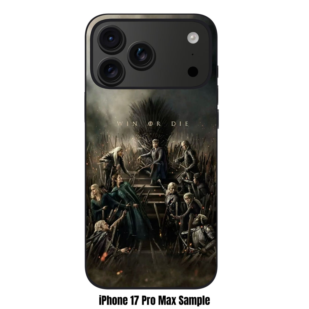 House Of The Dragon Phone Case For iPhone Samsung Galaxy Pixel - House Of The Dragon Win Or Die Iron Throne Cast Poster In Dark Cloudy Background