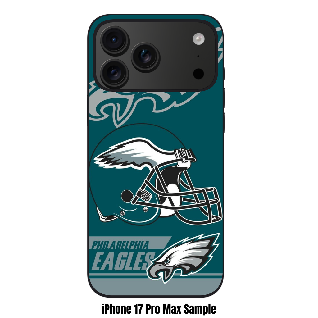 NFL Philadelphia Eagles Phone Case For iPhone Samsung Galaxy Pixel - Philadelphia Eagles Logos Helmet And Wordmark On Midnight Green Background