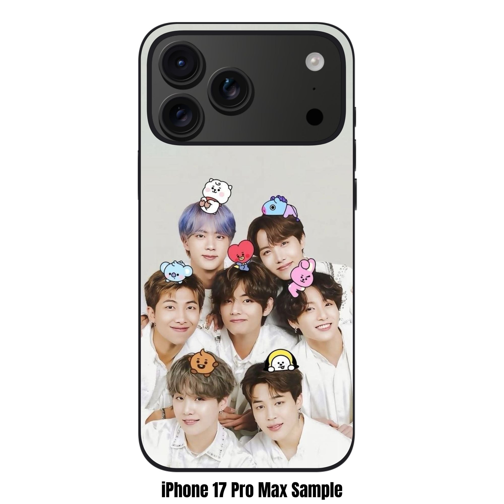 BTS Phone Case For iPhone Samsung Galaxy Pixel - BTS With BT21 Minis On Muted Grey Background