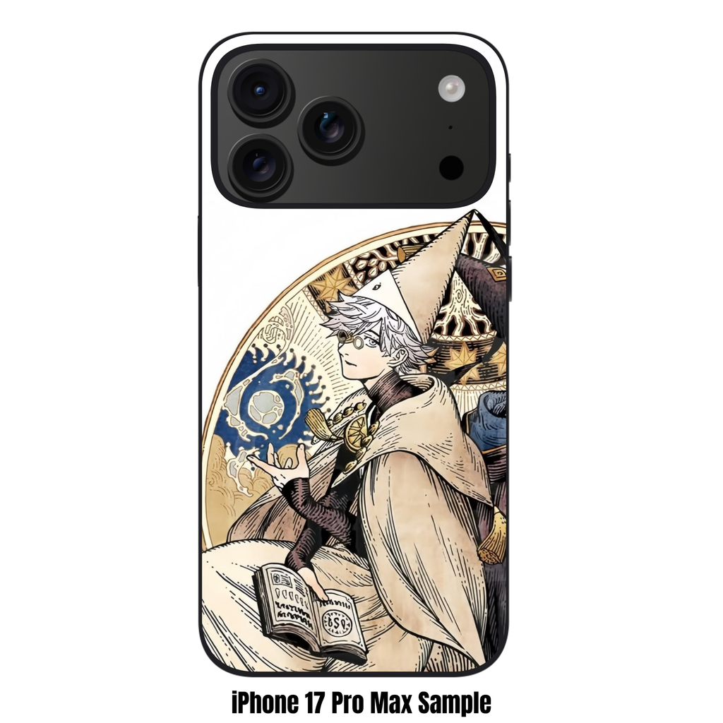 Witch Hat Atelier Qifrey Phone Case For iPhone Samsung Galaxy Pixel - Qifrey Holding Spell Book In Front Of Intricate Circular Frame On White Background