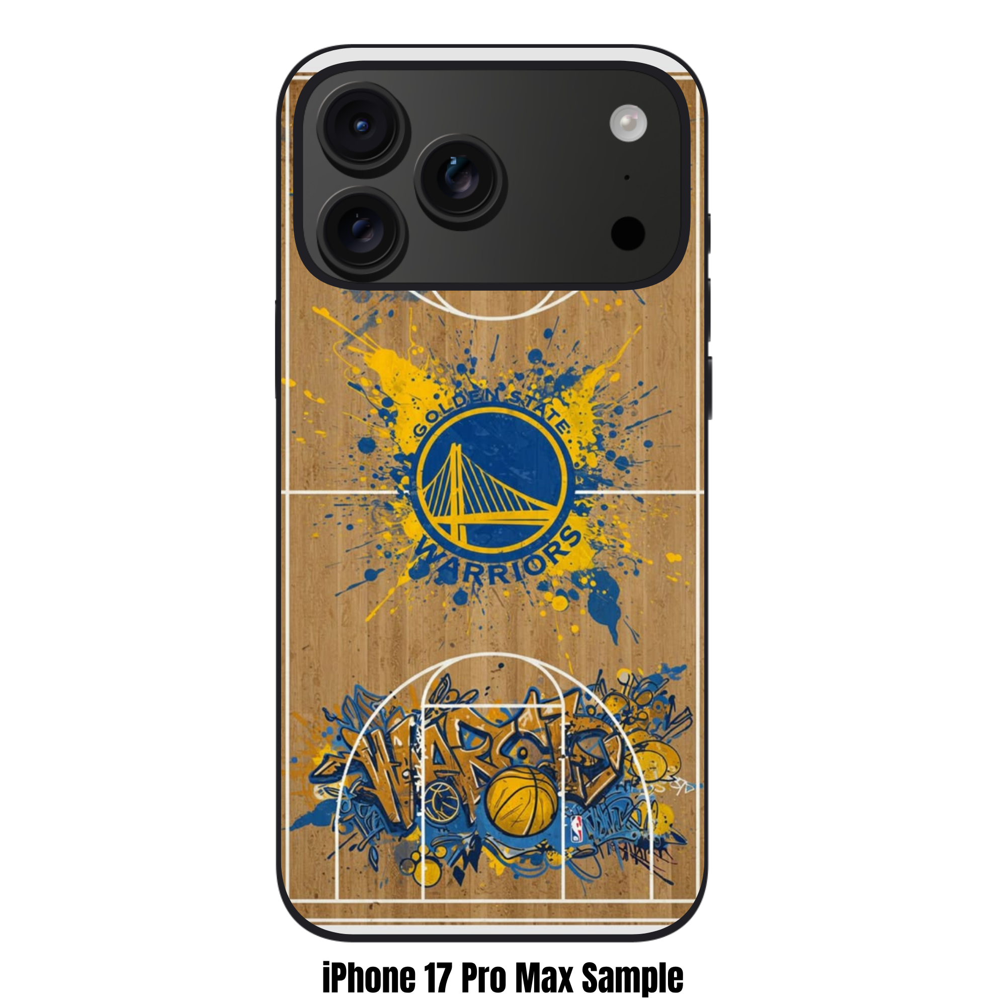 NBA Golden State Warriors Phone Case For iPhone Samsung Galaxy Pixel - Golden State Warriors Graffiti Logo On Basketball Court Art
