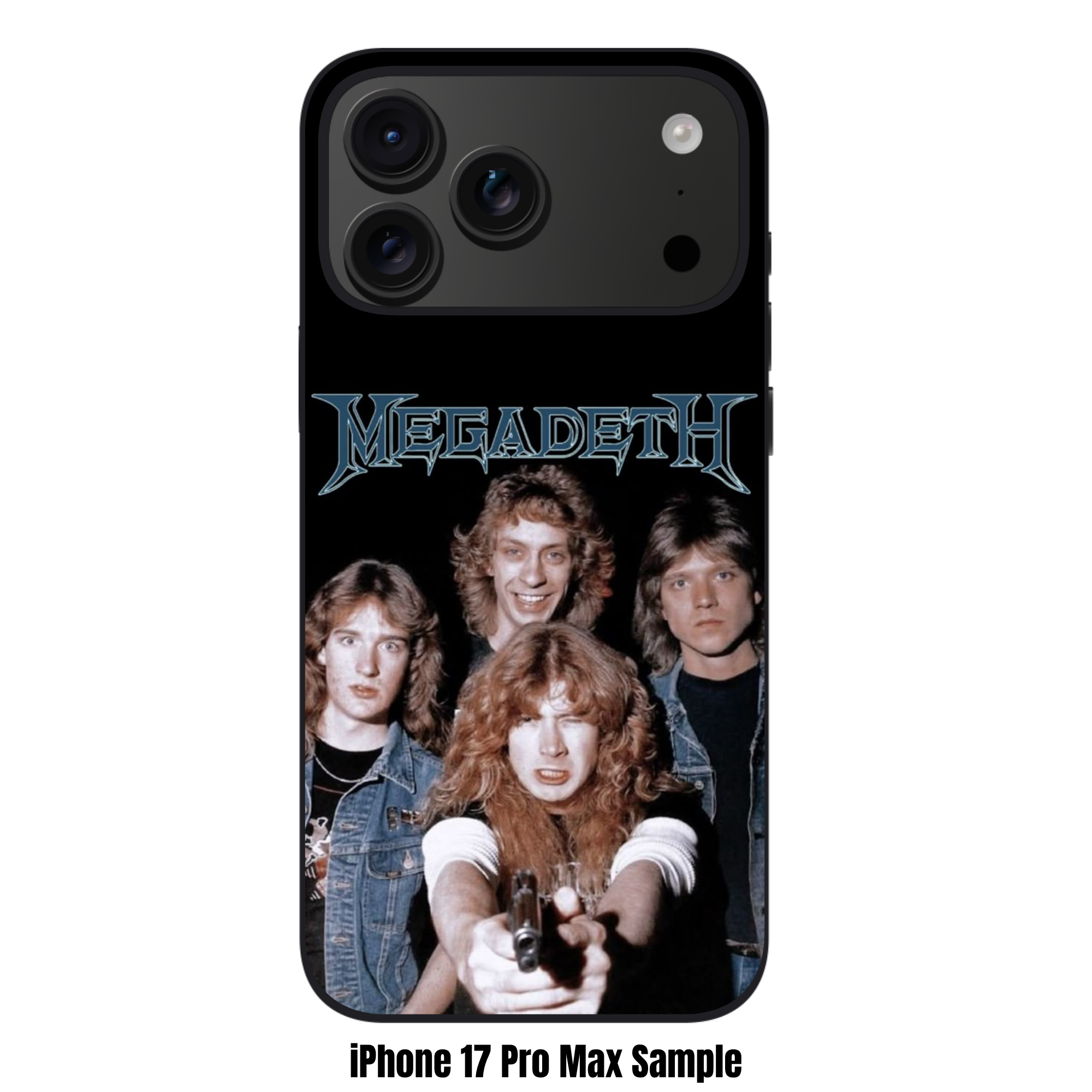Megadeth Phone Case For iPhone Samsung Galaxy Pixel - Megadeth Band Members And Logo On Black Background Wallpaper