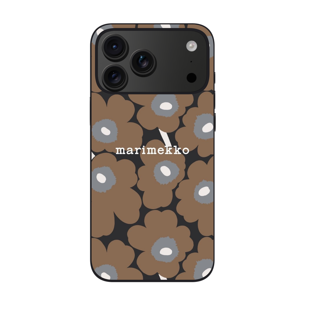 Marimekko Phone Case For iPhone Samsung Galaxy Pixel - Marimekko Unikko Brown Black And Grey Pattern