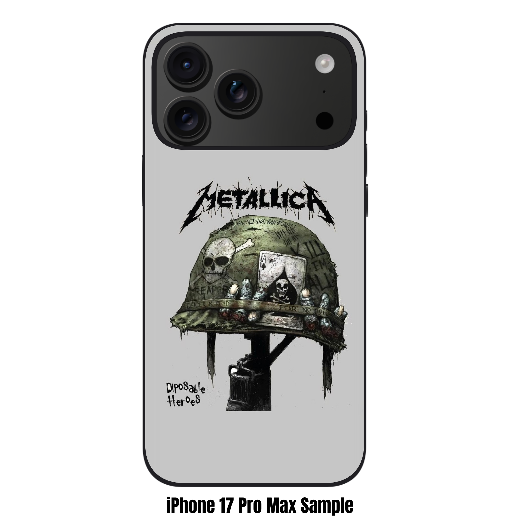 Metallica Phone Case For iPhone Samsung Galaxy Pixel - Metallica Disposable Heroes Helmet On Gray Background