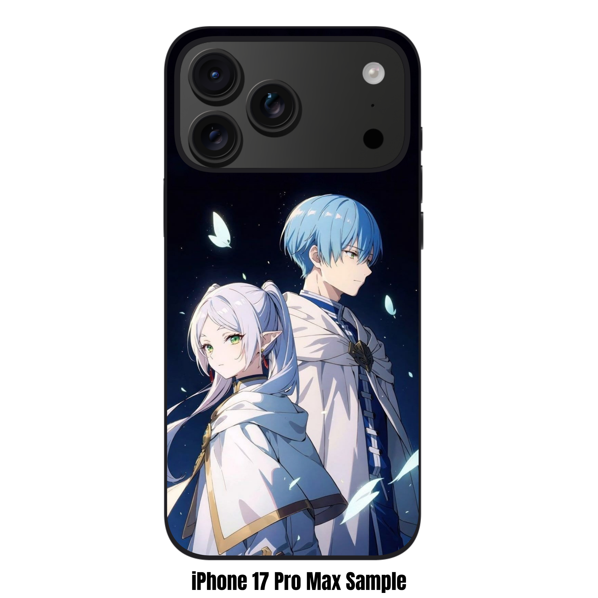 Frieren Beyond Journeys End Phone Case For iPhone Samsung Galaxy Pixel - Frieren And Himmel On Black Background