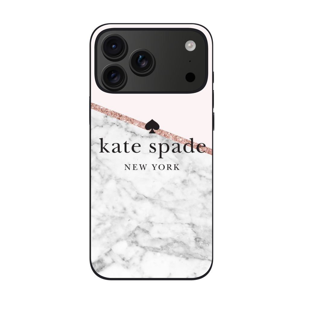 Kate Spade Phone Case For iPhone Samsung Galaxy Pixel - Kate Spade White Marble Pink Glitter