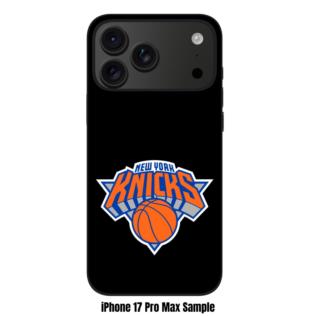 NBA New York Knicks Phone Case For iPhone Samsung Galaxy Pixel - New York Knicks Logo On Black Background