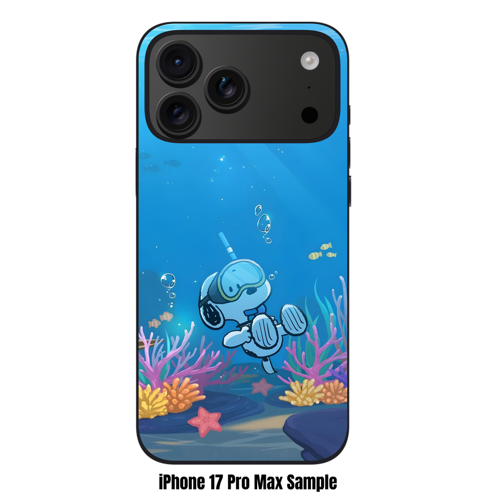 Peanuts Snoopy Phone Case For iPhone Samsung Galaxy Pixel - Peanuts Scuba Snoopy Diving Near Coral Reef In Blue Ocean Background