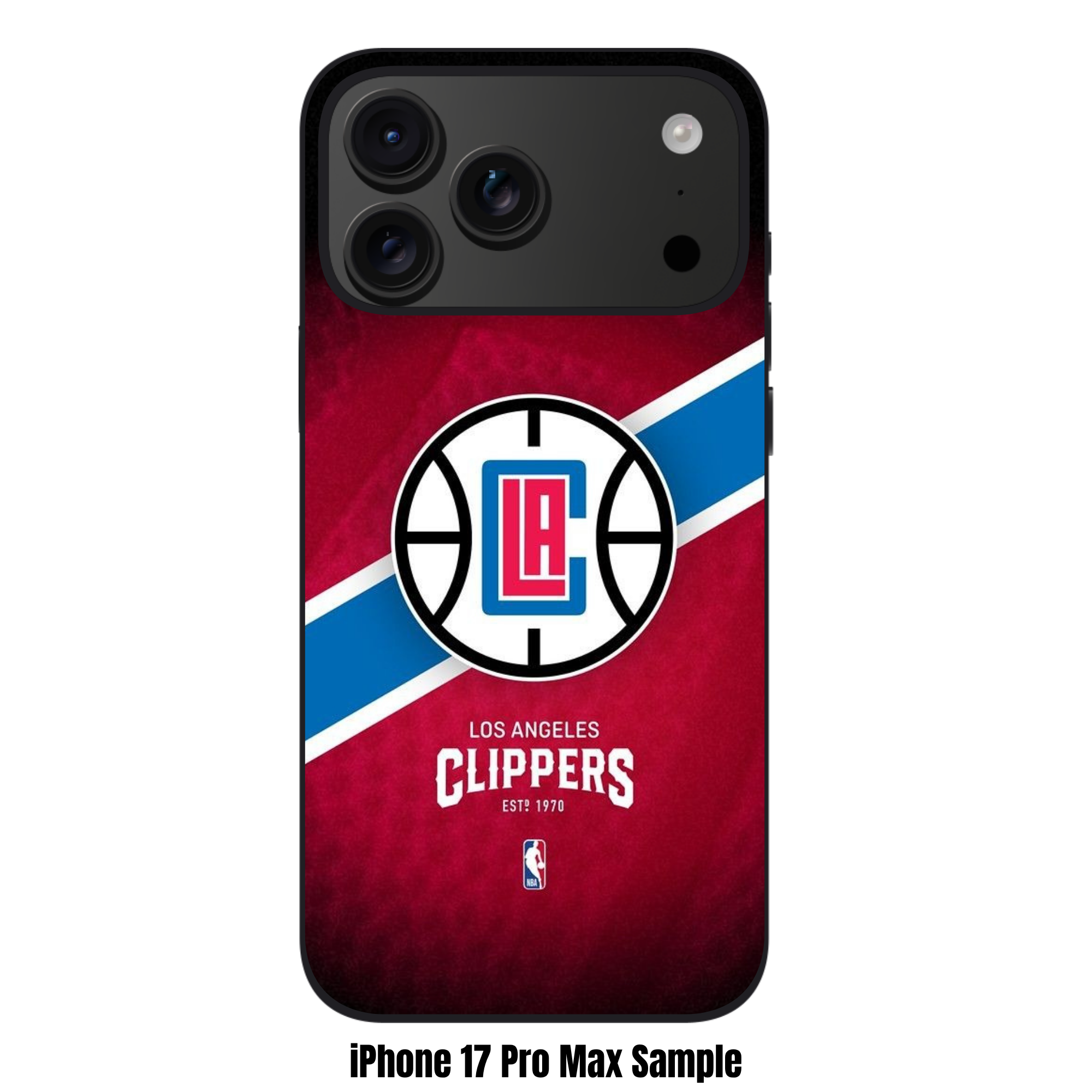 NBA Los Angeles Clippers Phone Case For iPhone Samsung Galaxy Pixel - Los Angeles Clippers Logo And Diagonal Stripe On Textured Red Background