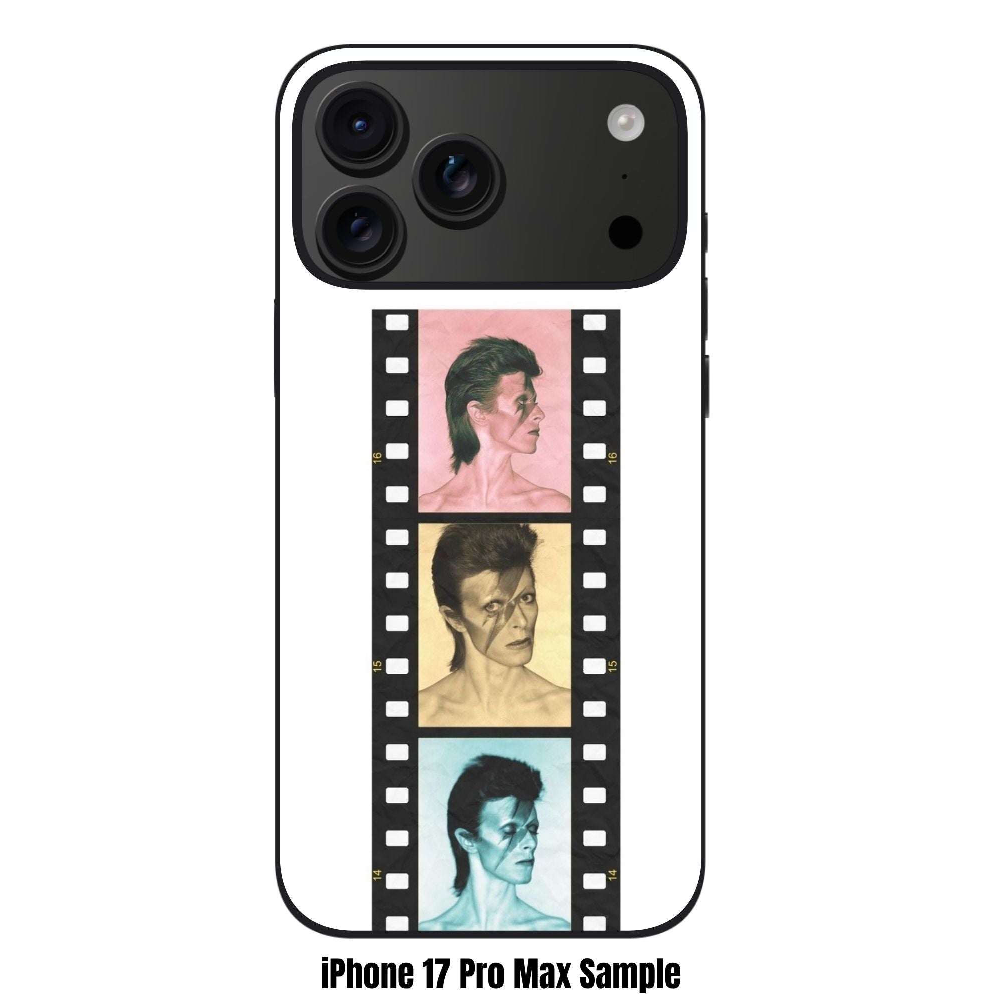 David Bowie Phone Case For iPhone Samsung Galaxy Pixel - David Bowie Aladdin Sane Film Strip On White Background