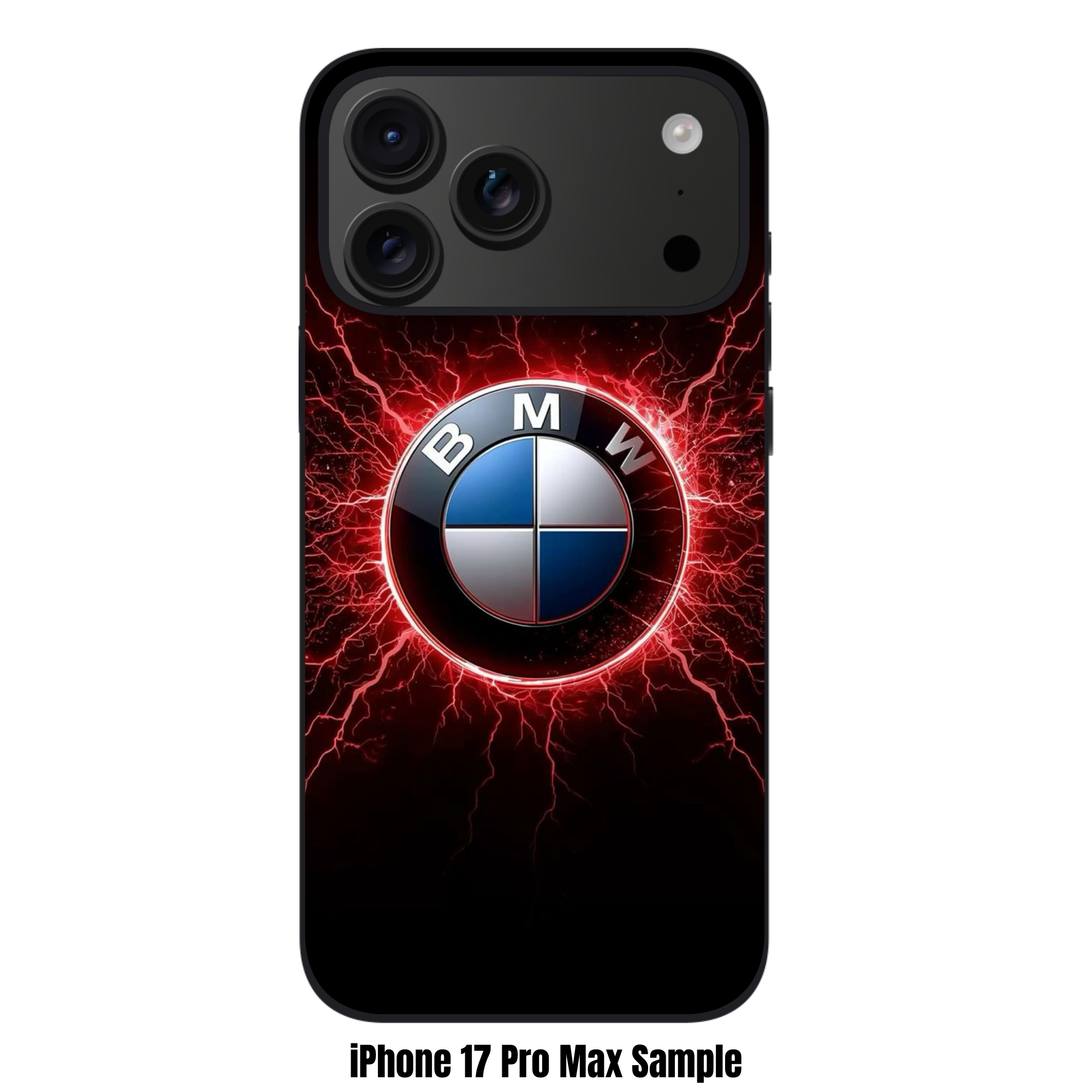 BMW Phone Case For iPhone Samsung Galaxy Pixel - BMW Logo And Glowing Red Electricity On Black Background