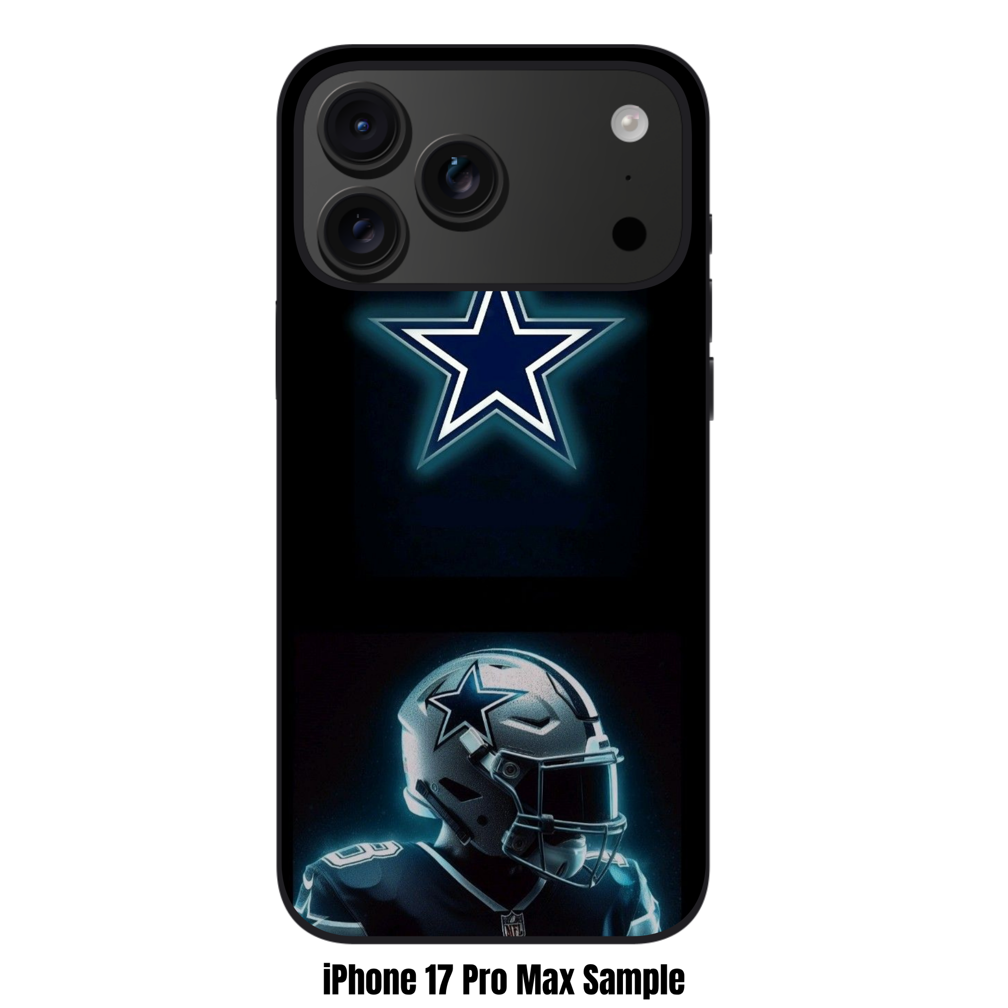 NFL Dallas Cowboys Phone Case For iPhone Samsung Galaxy Pixel - Dallas Cowboys Glowing Star Logo And Neon Helmet On Dark Background