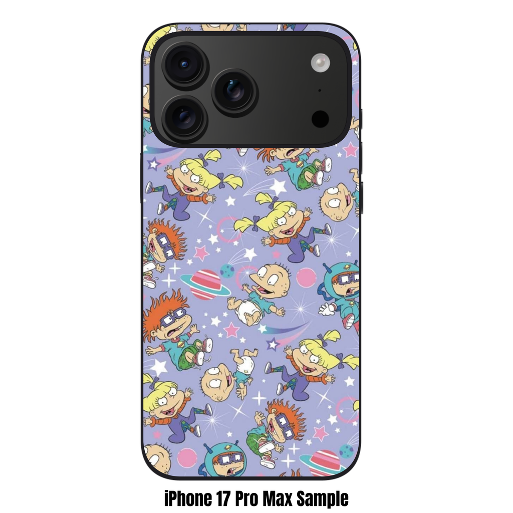 Rugrats Phone Case For iPhone Samsung Galaxy Pixel - Rugrats Characters And Space Elements Pattern On Purple Background