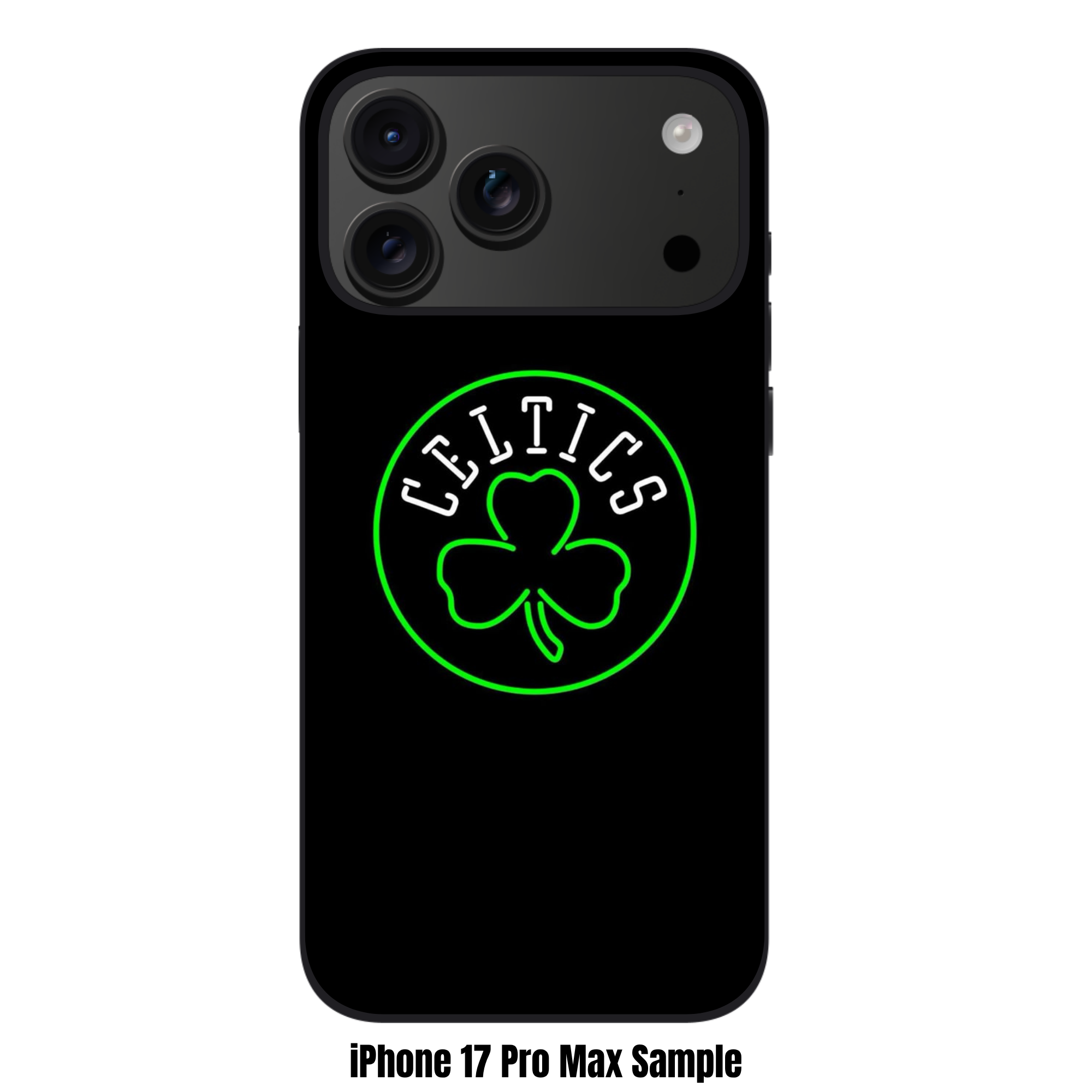 NBA Boston Celtics Phone Case For iPhone Samsung Galaxy Pixel - Boston Celtics Neon Shamrock On Black Background