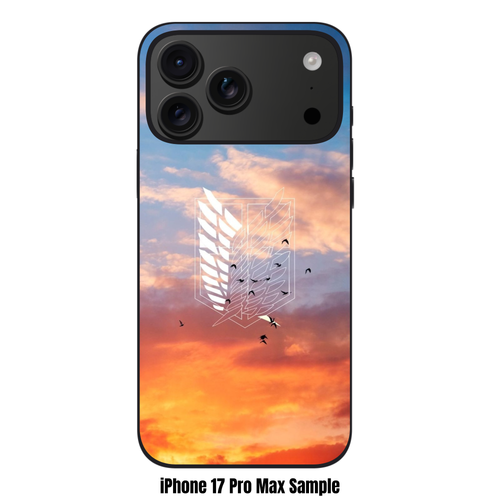 Attack on Titan Phone Case For iPhone Samsung Galaxy Pixel - Wings Of Freedom Emblem And Flying Birds On Sunset Cloudy Sky Background