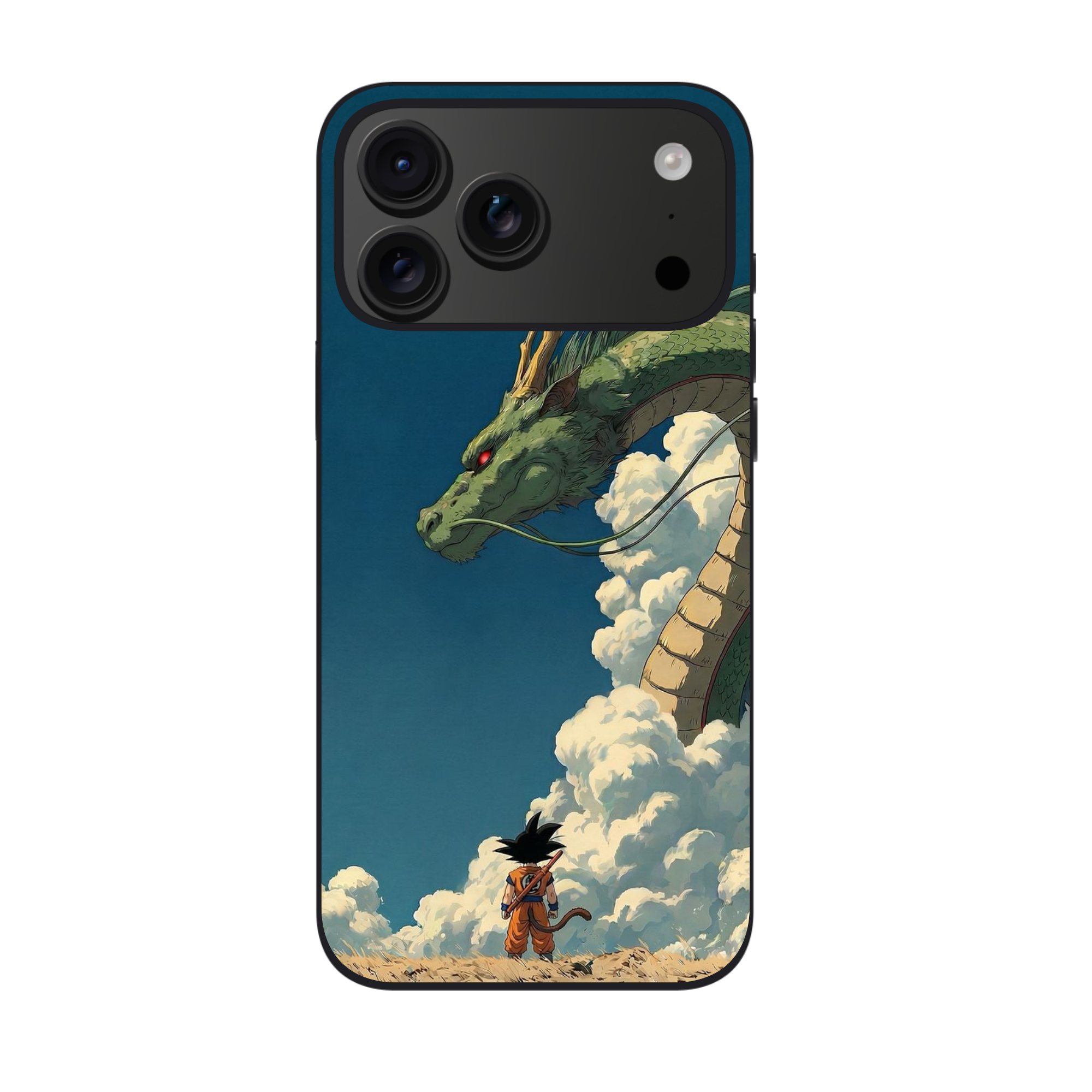 Dragon Ball Goku Phone Case For iPhone Samsung Galaxy Pixel - Kid Goku Looking At Shenron In Clouds