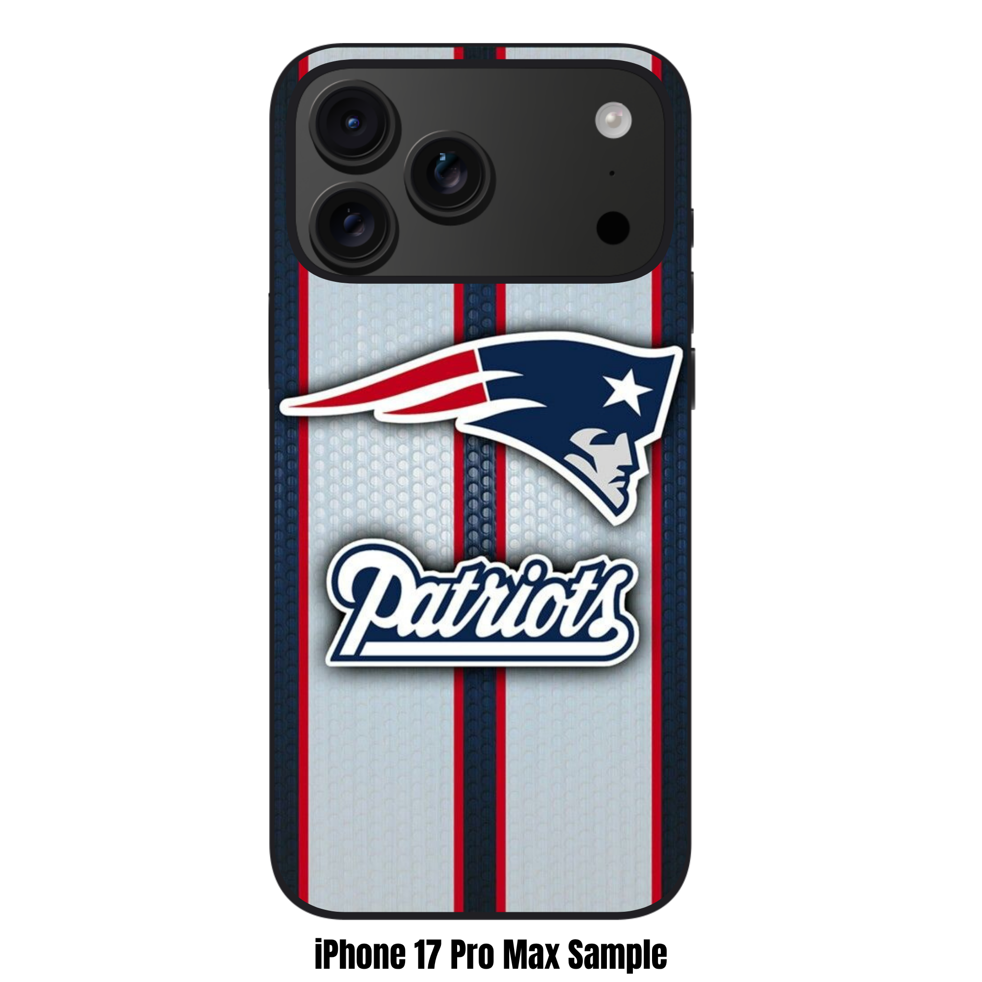 NFL New England Patriots Phone Case For iPhone Samsung Galaxy Pixel - New England Patriots Logo And Wordmark On Vertical Stripes Mesh Background