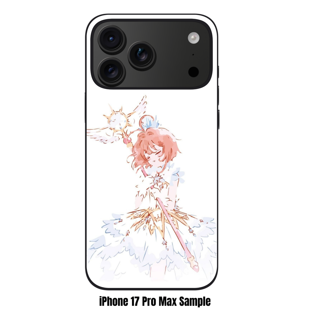 Cardcaptor Sakura Phone Case For iPhone Samsung Galaxy Pixel - Sakura Kinomoto Holding Her Dream Wand On White Background