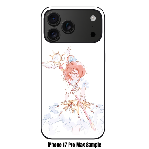 Cardcaptor Sakura Phone Case For iPhone Samsung Galaxy Pixel - Sakura Kinomoto Holding Her Dream Wand On White Background