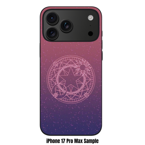 Cardcaptor Sakura Phone Case For iPhone Samsung Galaxy Pixel - Cardcaptor Sakura Magic Circle On Pink And Purple Gradient Starry Background