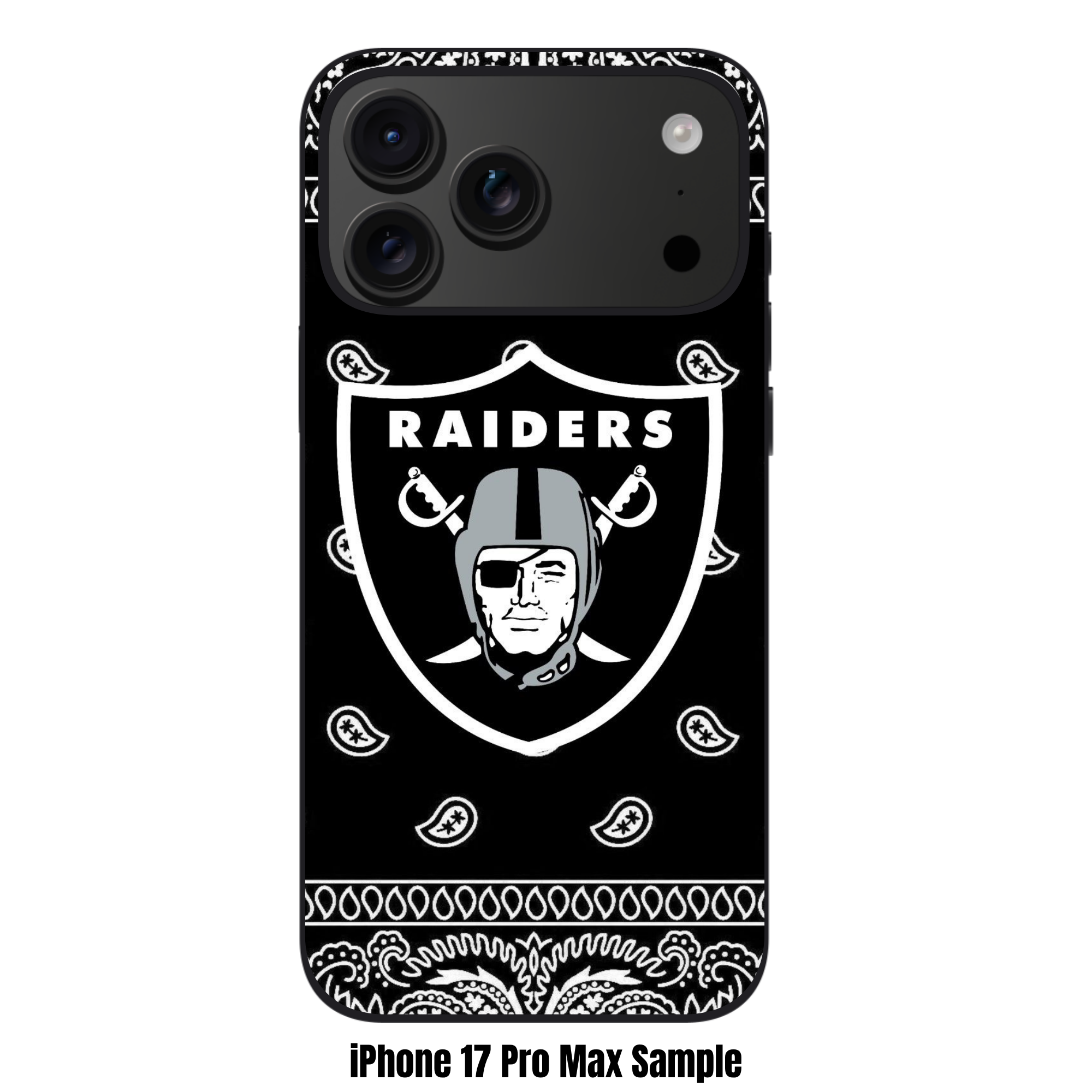 NFL Las Vegas Raiders Phone Case For iPhone Samsung Galaxy Pixel - Las Vegas Raiders Logo On Black Bandana Background