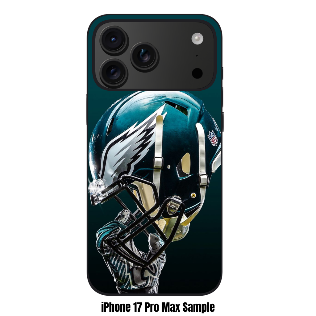 NFL Philadelphia Eagles Phone Case For iPhone Samsung Galaxy Pixel - Philadelphia Eagles Helmet and Midnight Green Background