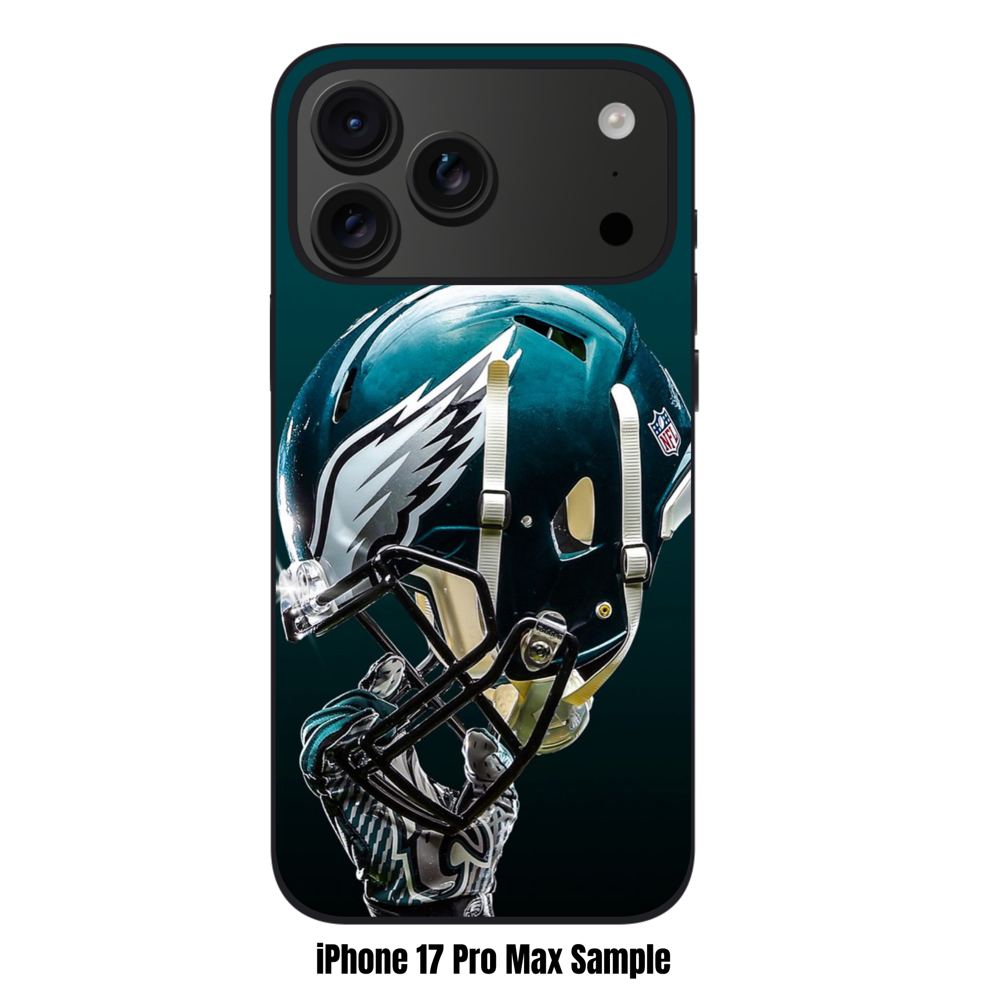 NFL Philadelphia Eagles Phone Case For iPhone Samsung Galaxy Pixel - Philadelphia Eagles Helmet and Midnight Green Background