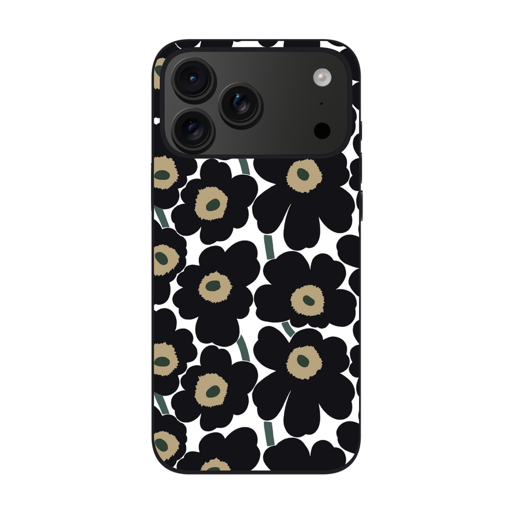 Marimekko Phone Case For iPhone Samsung Galaxy Pixel - Marimekko Unikko Black And Light Brown Pattern
