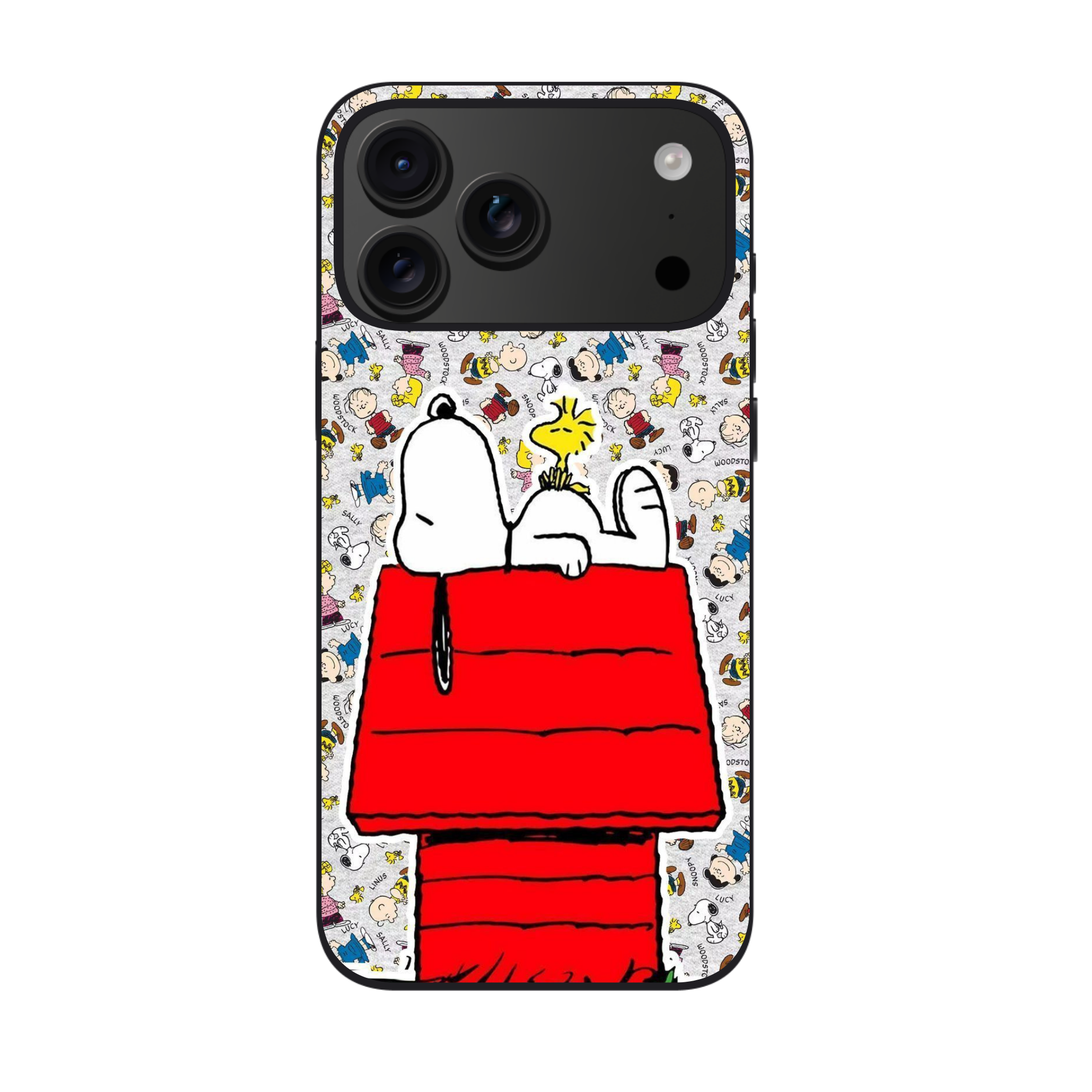 Peanuts Snoopy Phone Case For iPhone Samsung Galaxy Pixel - Peanuts Snoopy And Woodstock On Red Doghouse With Peanuts Gang Background