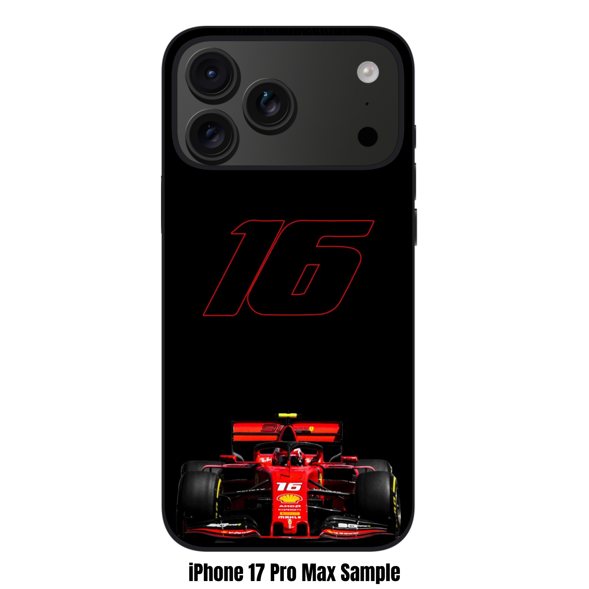 F1 Formula 1 Charles Leclerc Phone Case For iPhone Samsung Galaxy Pixel - Charles Leclerc Car And Outlined Number On Black Background