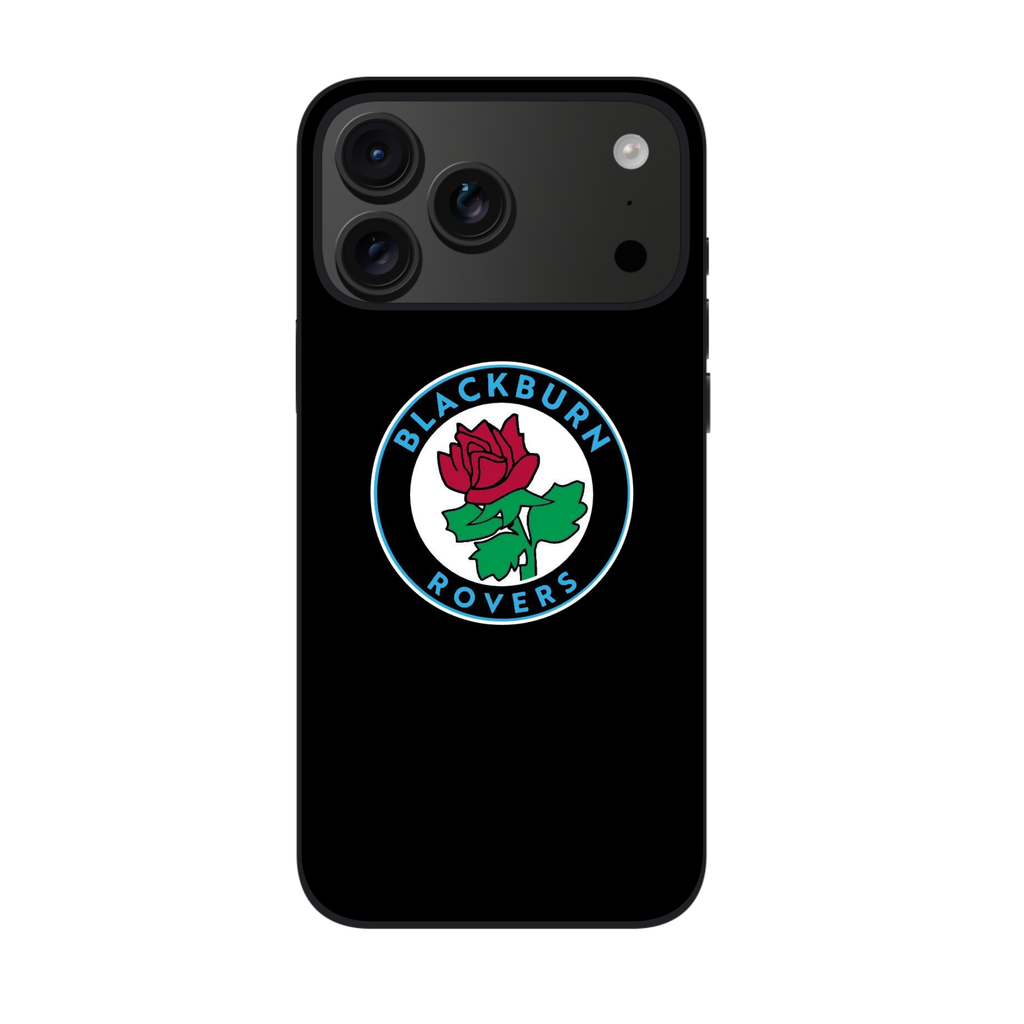 Blackburn Rovers FC Phone Case For iPhone Samsung Galaxy Pixel - Blackburn Rovers FC Crest On Black Background