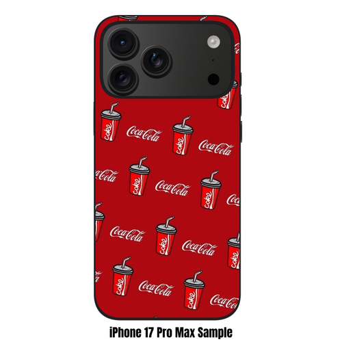 Coca Cola Phone Case For iPhone Samsung Galaxy Pixel - Coca Cola Cups And Logos Pattern On Red Background