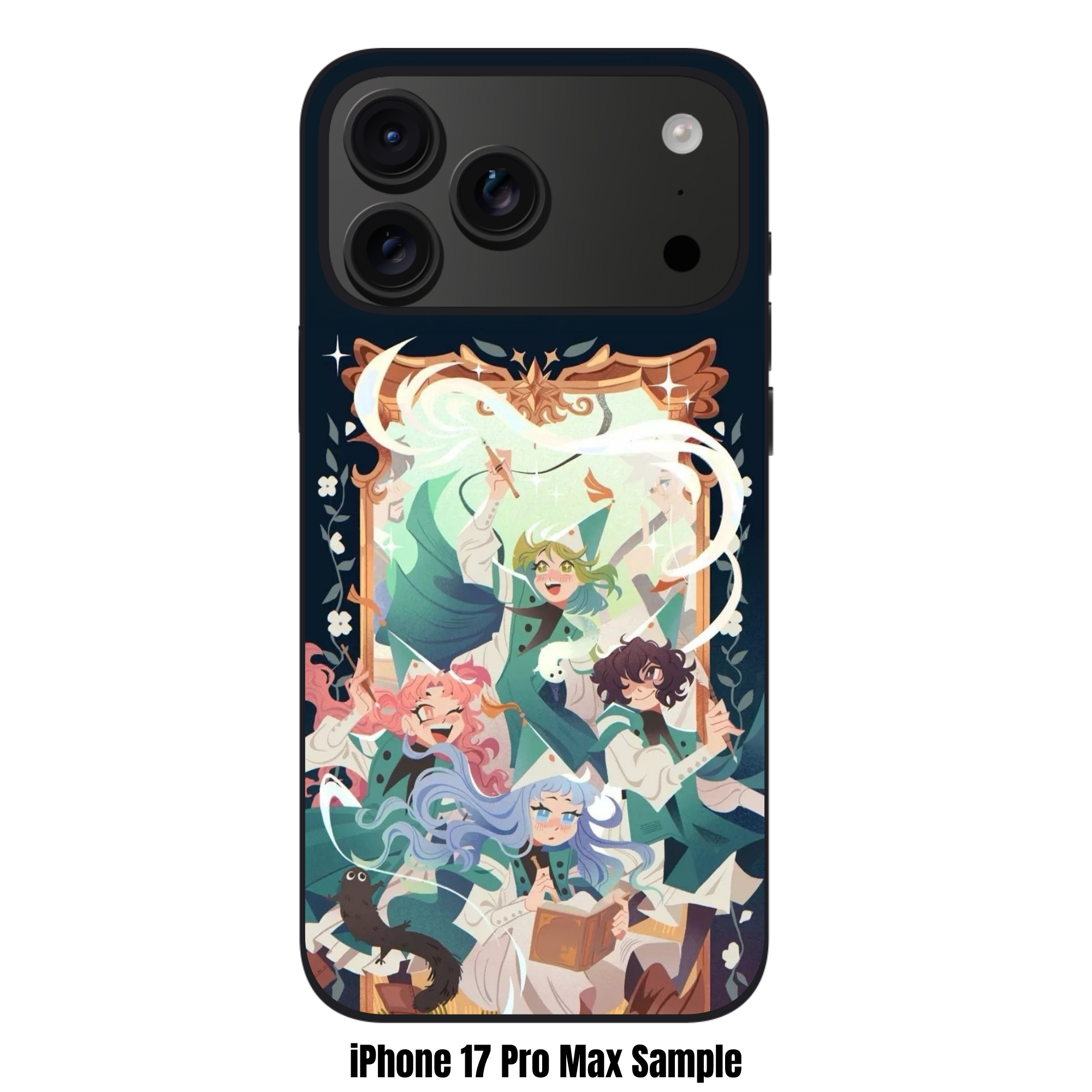 Witch Hat Atelier Phone Case For iPhone Samsung Galaxy Pixel - Witch Hat Atelier Four Apprentices Group Portrait In Ornate Mirror On Dark Navy Background