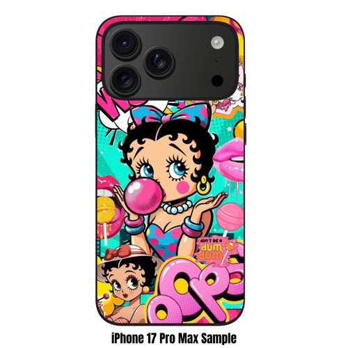 Betty Boop Phone Case For iPhone Samsung Galaxy Pixel - Betty Boop Pop Art Collage On Vibrant Teal And Pink Background