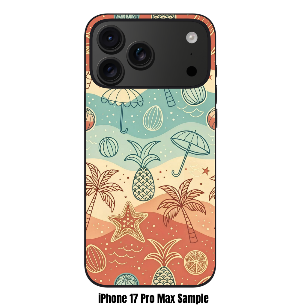 Art Print Phone Case For iPhone Samsung Galaxy Pixel - Retro Summer Beach Doodle Pattern