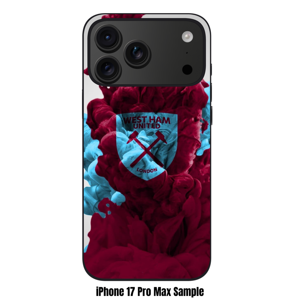 West Ham United FC Phone Case For iPhone Samsung Galaxy Pixel - West Ham United FC Crest On Claret And Blue Smoke Background
