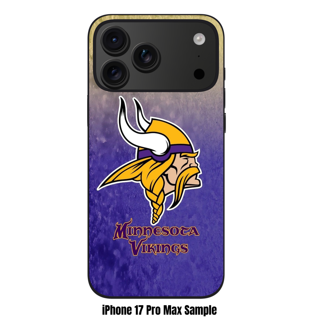 NFL Minnesota Vikings Phone Case For iPhone Samsung Galaxy Pixel - Minnesota Vikings Logo And Wordmark On Purple And Yellow Distressed Background