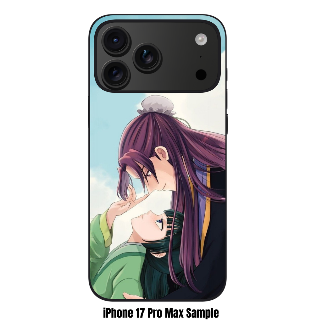 The Apothecary Diaries Phone Case For iPhone Samsung Galaxy Pixel - Jinshi Leaning Over Maomao Touching Her Nose On Blue Sky Background