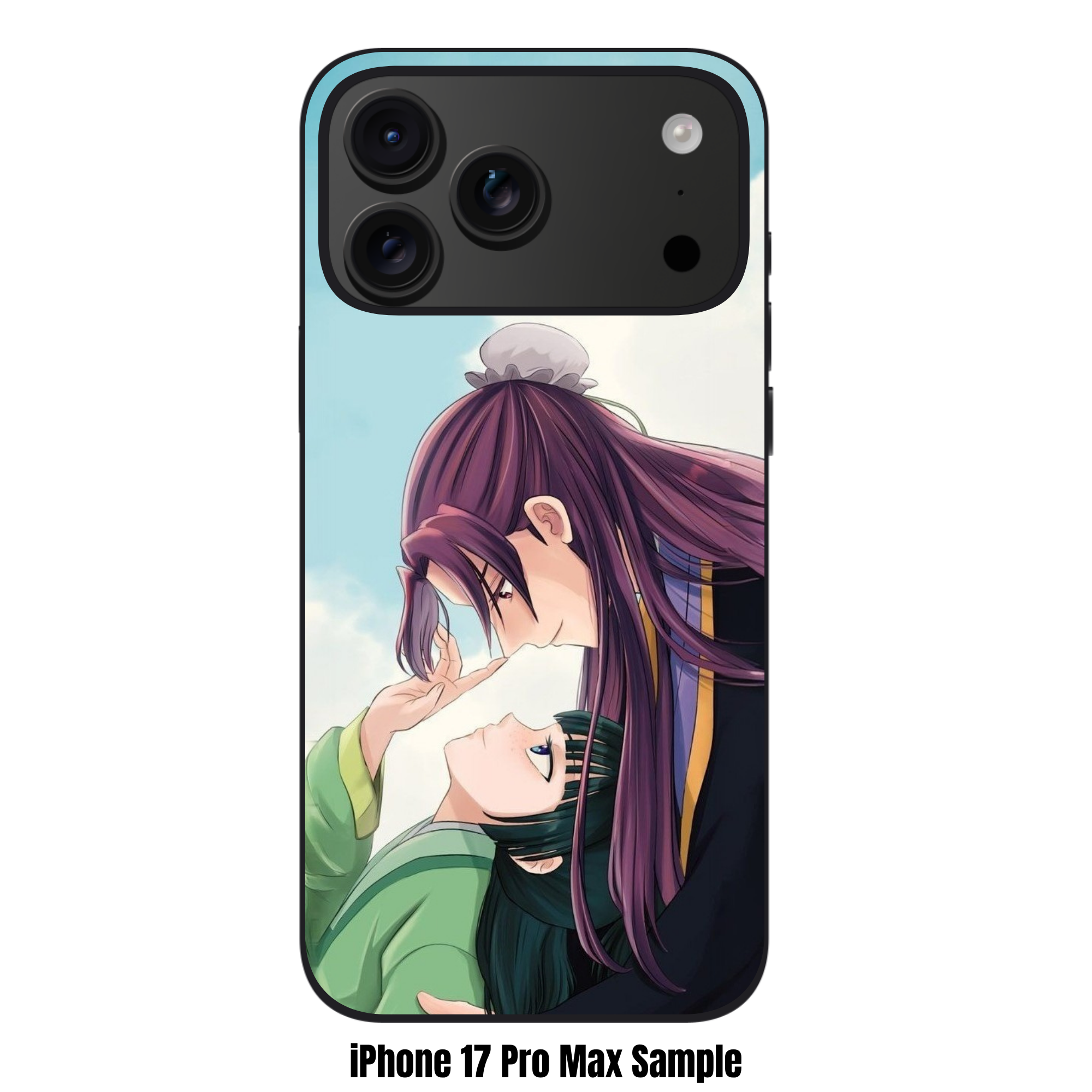 The Apothecary Diaries Phone Case For iPhone Samsung Galaxy Pixel - Jinshi Leaning Over Maomao Touching Her Nose On Blue Sky Background