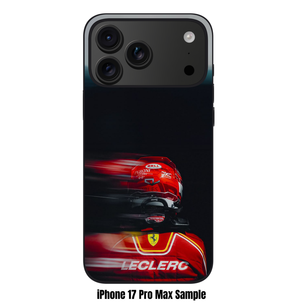 F1 Formula 1 Charles Leclerc Phone Case For iPhone Samsung Galaxy Pixel - Charles Leclerc Back Portrait And Red Blur On Dark Background