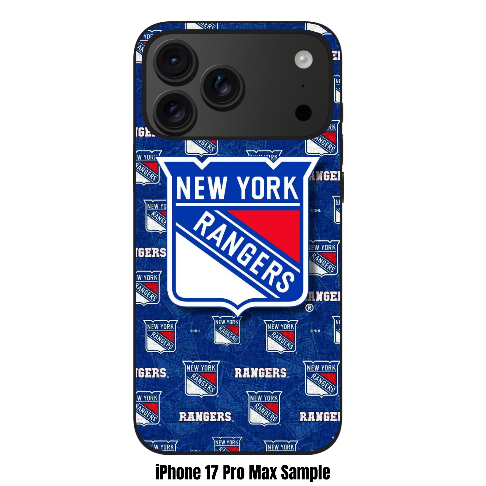 NHL New York Rangers Phone Case For iPhone Samsung Galaxy Pixel - New York Rangers Logos And Wordmark Pattern On Blue Background