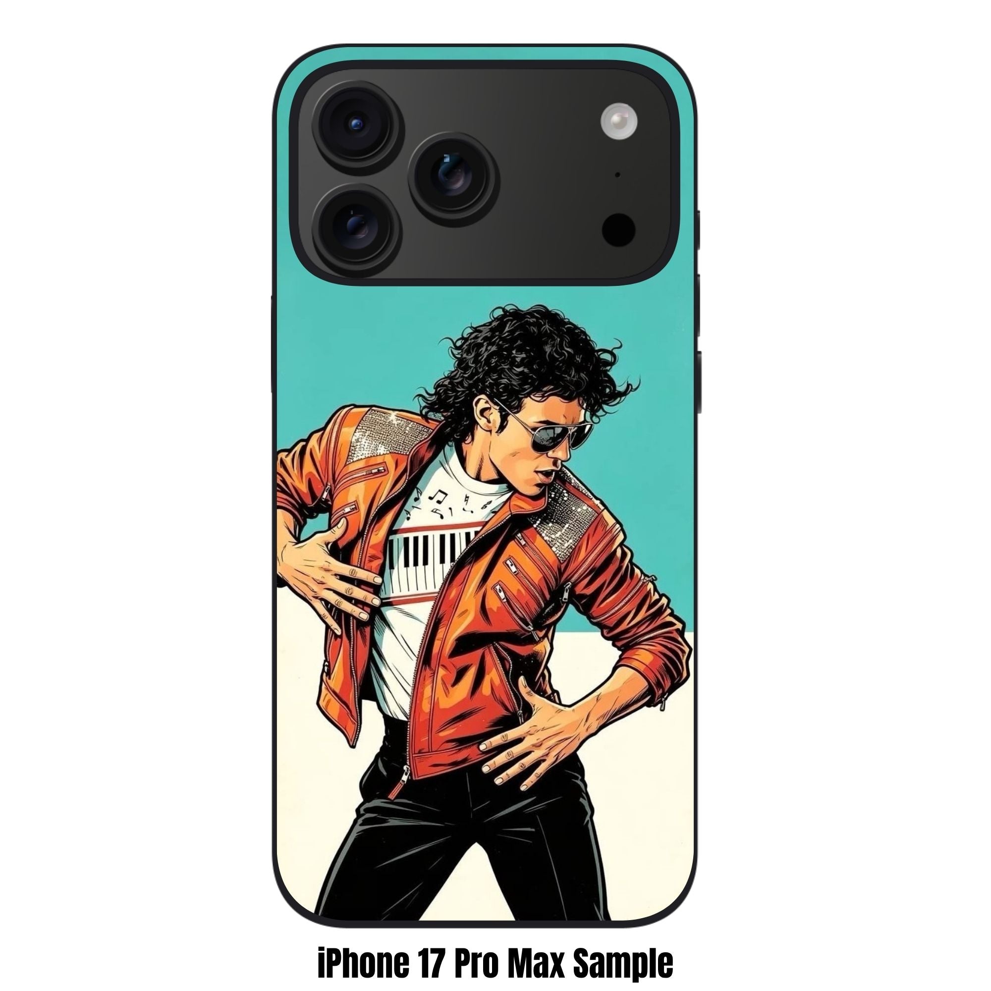 Michael Jackson Phone Case For iPhone Samsung Galaxy Pixel - Michael Jackson Dancing Comic Art In Cyan And White Background