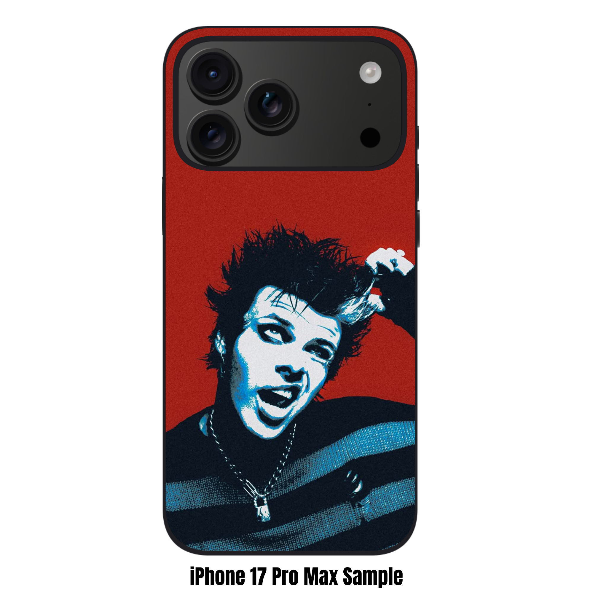 Yungblud Phone Case For iPhone Samsung Galaxy Pixel - Yungblud Stylized Blue Portrait On Textured Red Background