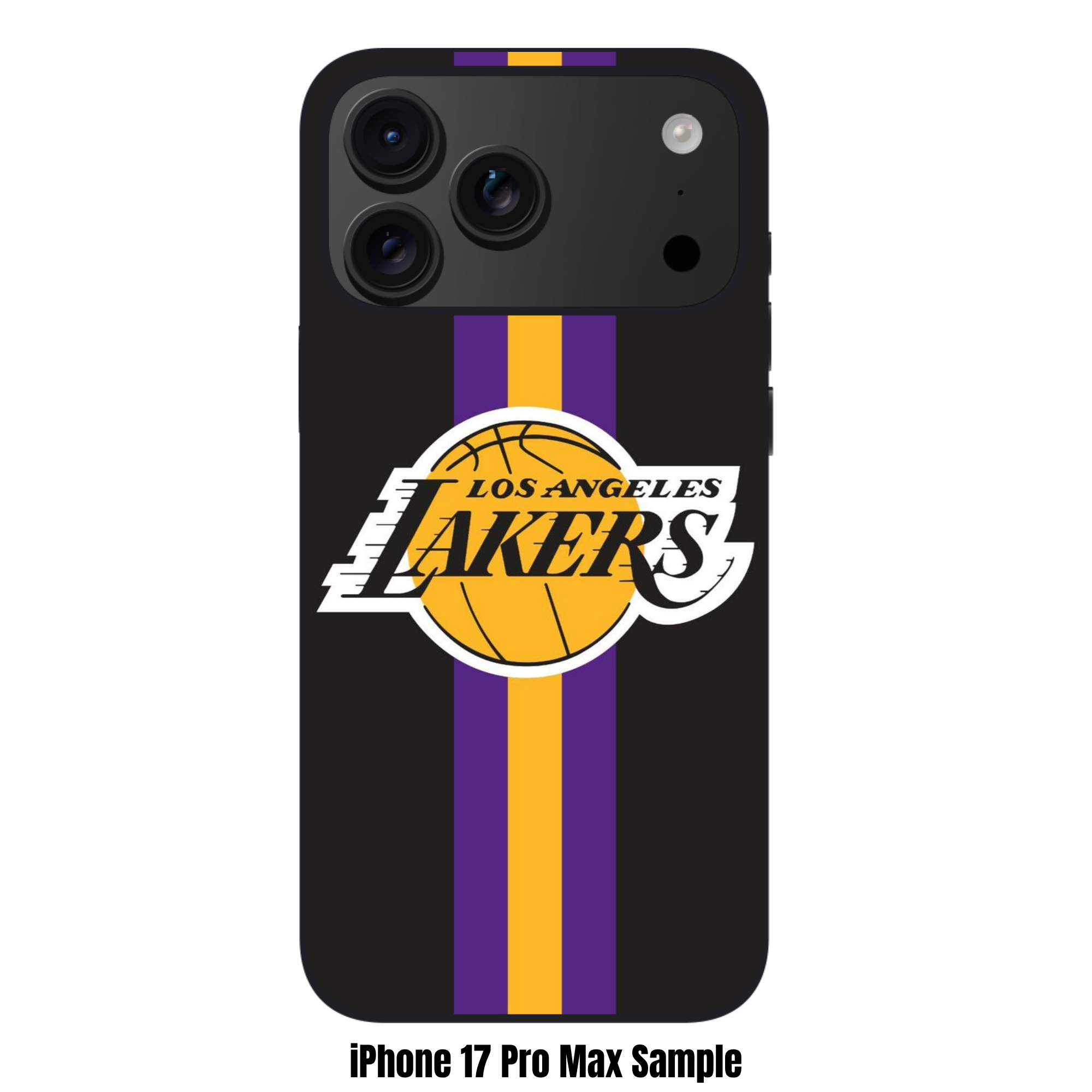 NBA Los Angeles Lakers Phone Case For iPhone Samsung Galaxy Pixel - Los Angeles Lakers Logo And Vertical Stripes On Black Background