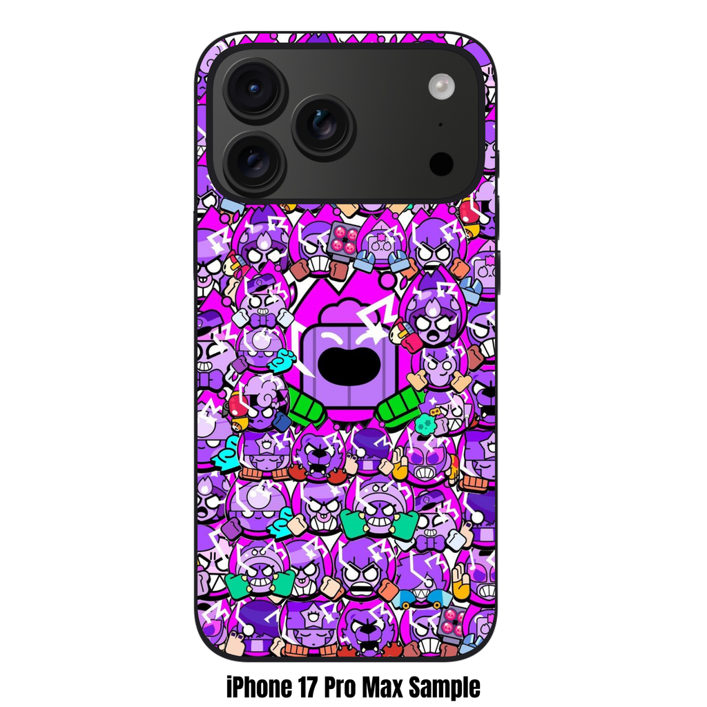 Brawl Stars Spike Phone Case For iPhone Samsung Galaxy Pixel - The Purple Spike And Brawlers Pattern