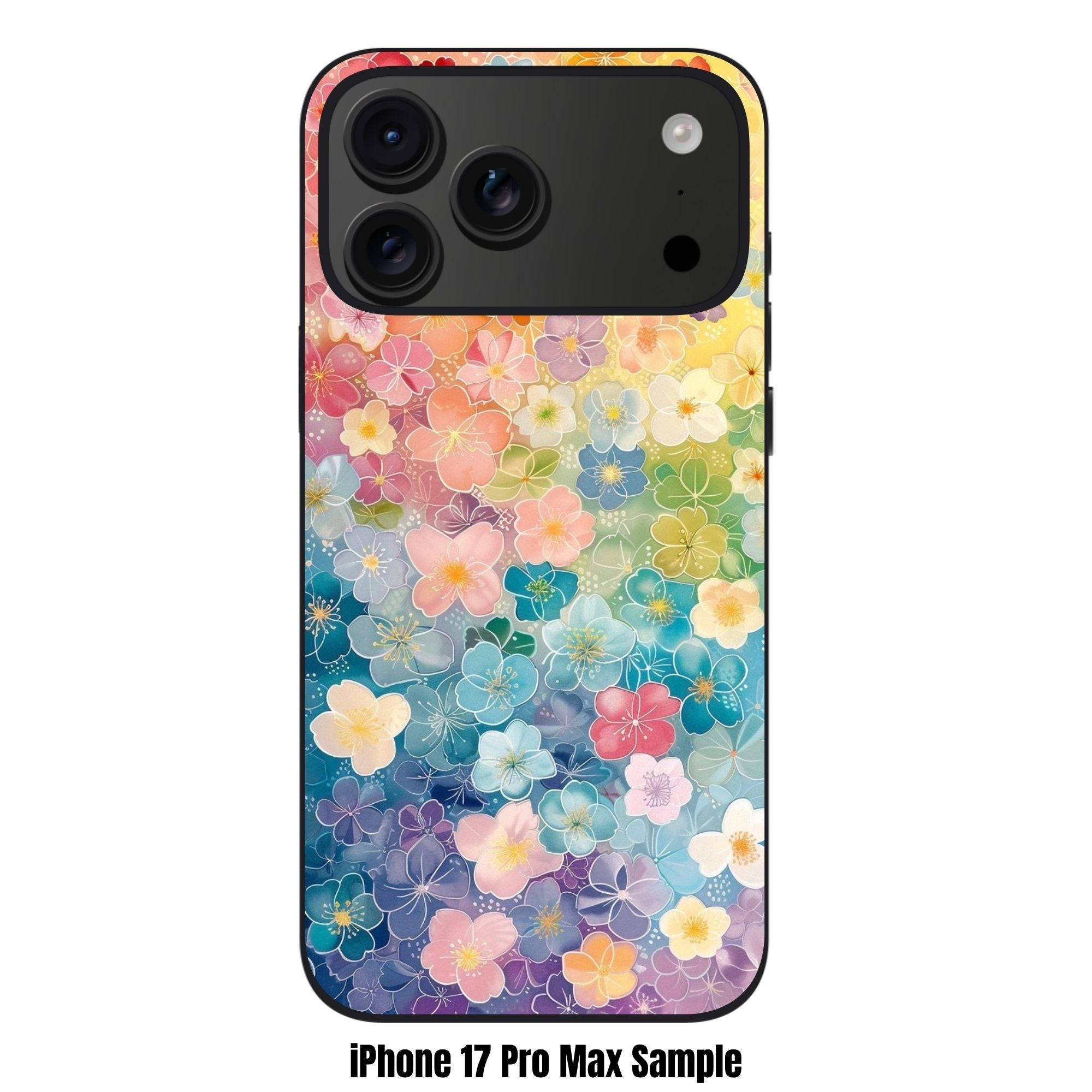 Floral Pattern Phone Case For iPhone Samsung Galaxy Pixel - Vibrant Rainbow Floral Pattern On Color Gradient Background