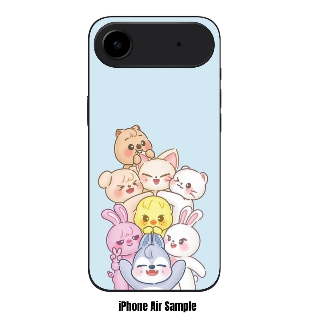 Stray Kids Phone Case For iPhone Samsung Galaxy Pixel - SKZOO Chibi Animal Tower On Light Blue Background
