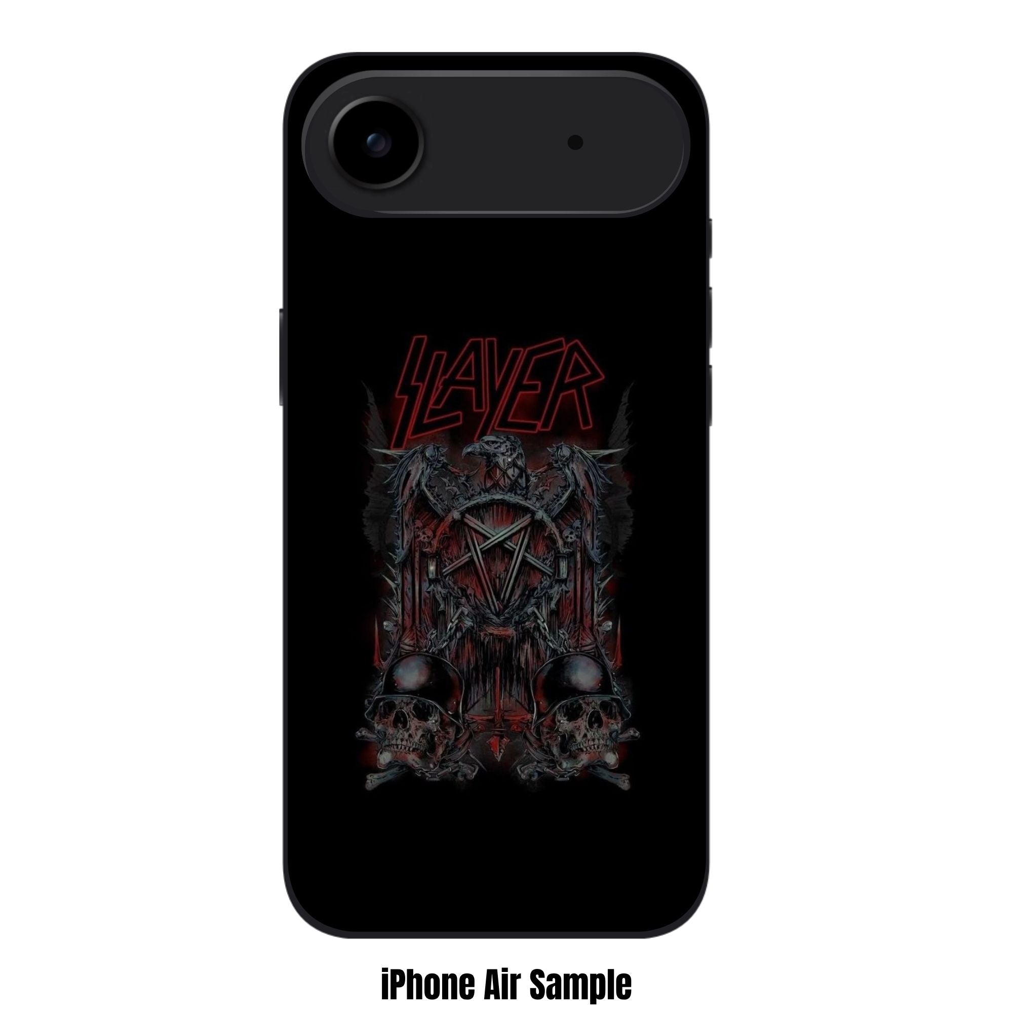 Slayer Phone Case For iPhone Samsung Galaxy Pixel - Slayer Red Logo And Eagle On Skulls In Helmets Black Background