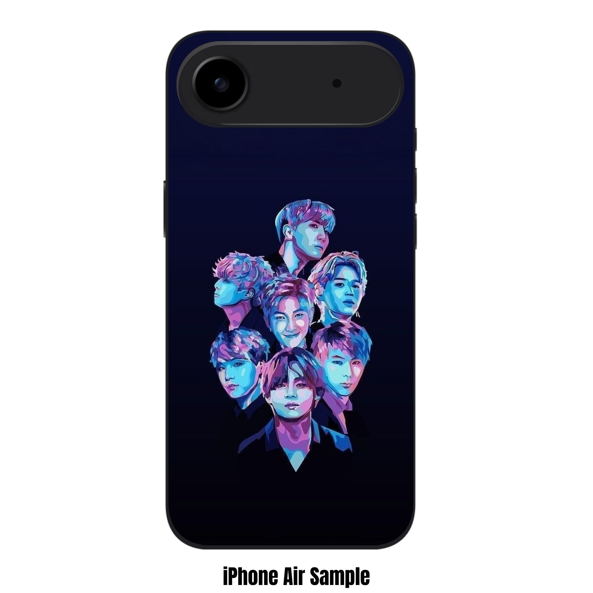 BTS Phone Case For iPhone Samsung Galaxy Pixel - BTS Neon Pop Art Group Portrait On Dark Navy Background