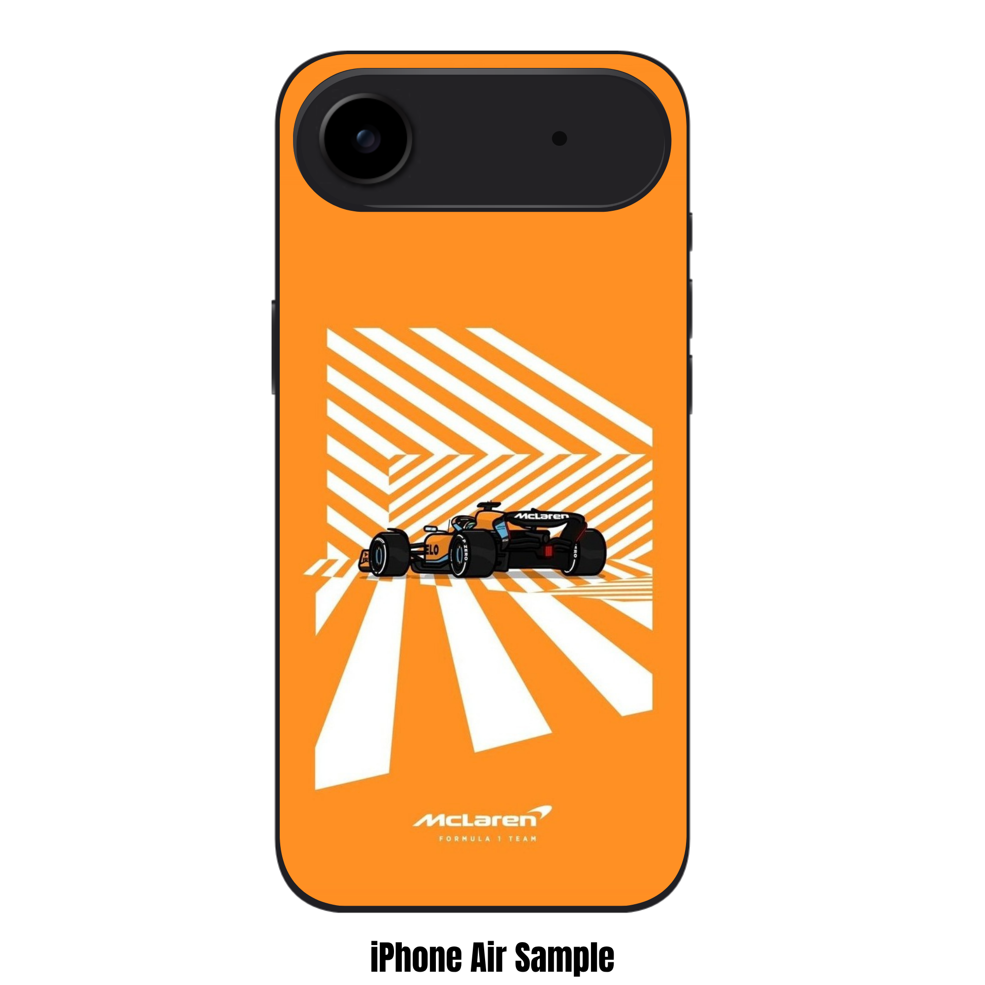 F1 Formula 1 McLaren Phone Case For iPhone Samsung Galaxy Pixel - MCL35M Illustration On Orange And White Isometric Stripe Background